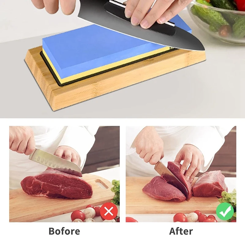 ABXF-Knife Sharpening Stone Kit, 4 Side Grit 400/1000 3000/8000 Whetstone, Professional Whetstone Knife Sharpener Set