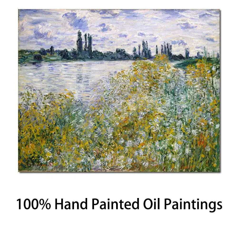 

Christmas Gift Art on Canvas Isle of Flowers on Siene Near Vetheuil by Claude Monet Painting High Quality Handmade