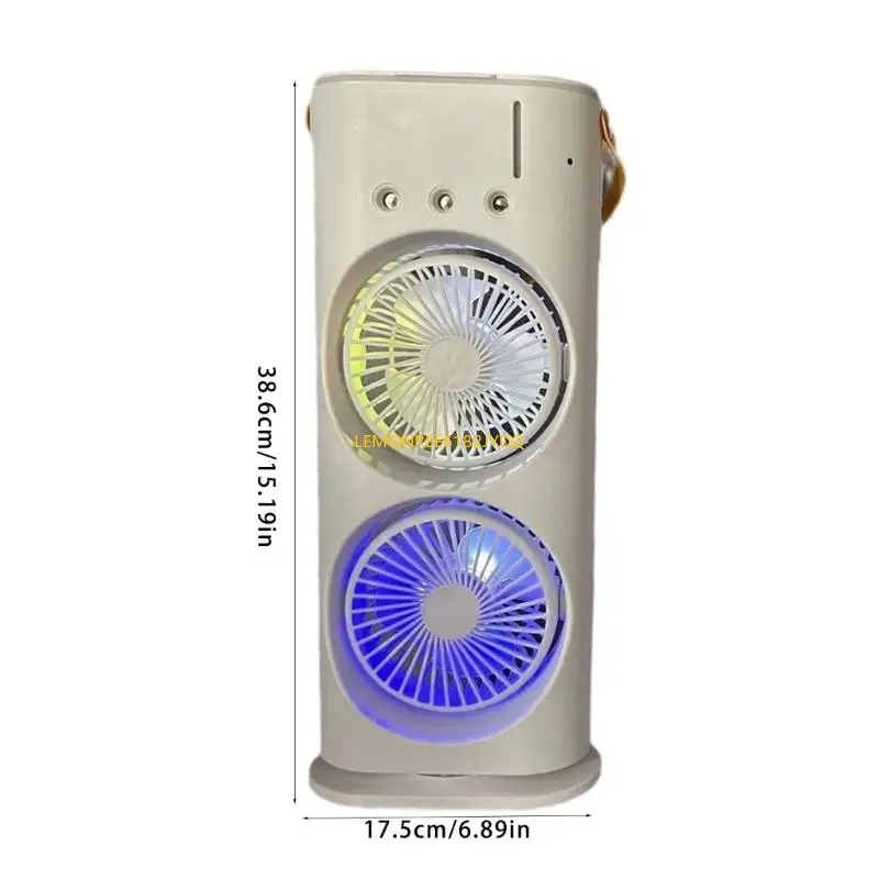 M7DF USB แบบชาร์จไฟได้ Double Head Desk Fan Energy Energy Saving Camping Fan Travel Fan Travel Fan Travel Texture Texture