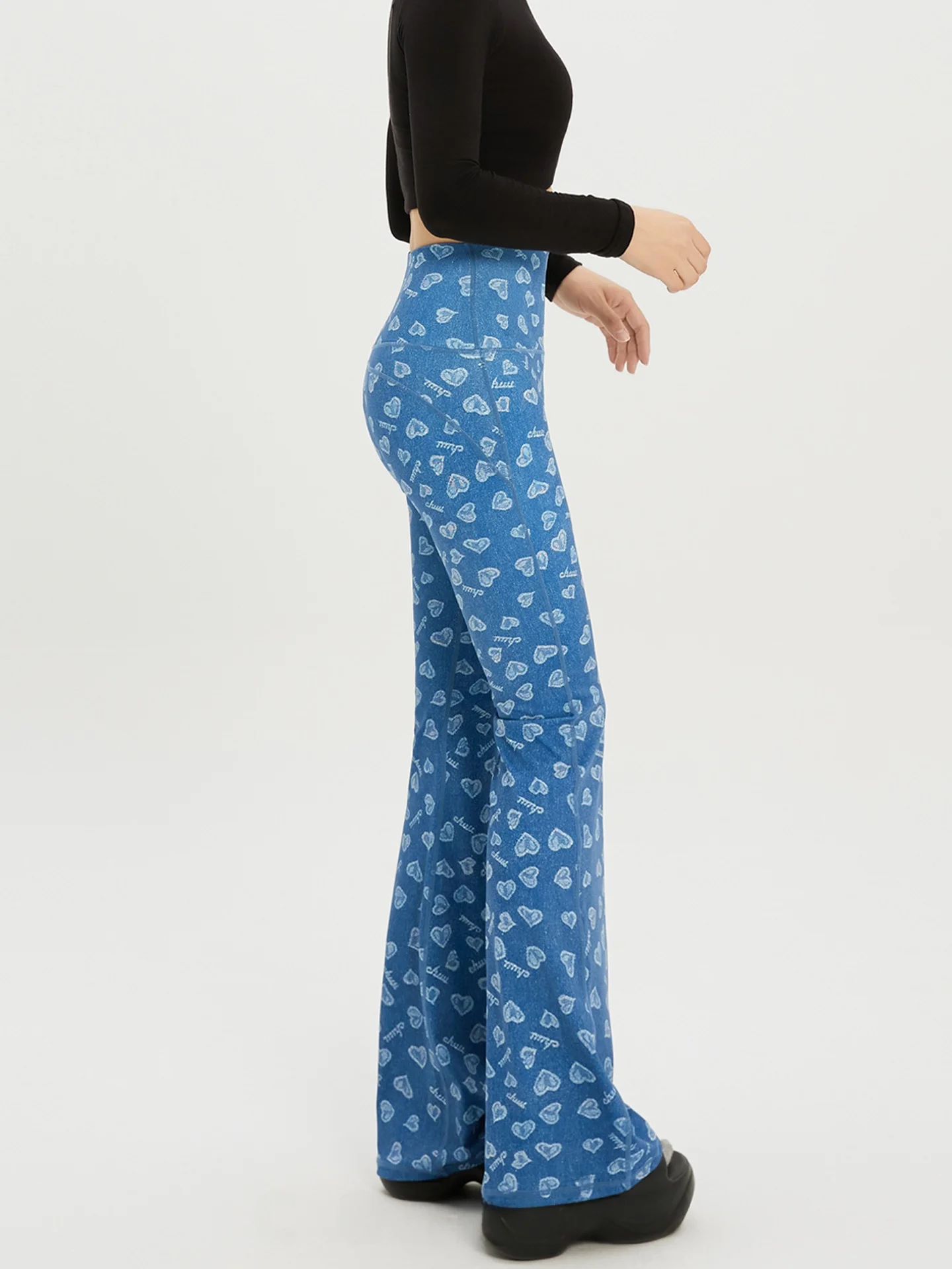 

Женские джинсовые брюки Cofina с высокой талией, расклешенные, с принтом, повседневные, осенние, комфортные, дышащие