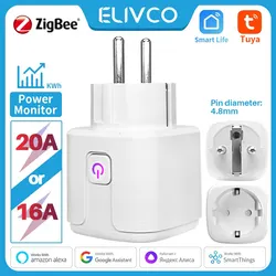 Tuya Smart Plug Zigbee EU 16A/20A Smart Socket con Power Monitor Timing controllo vocale funziona con Alexa Google Home Alice