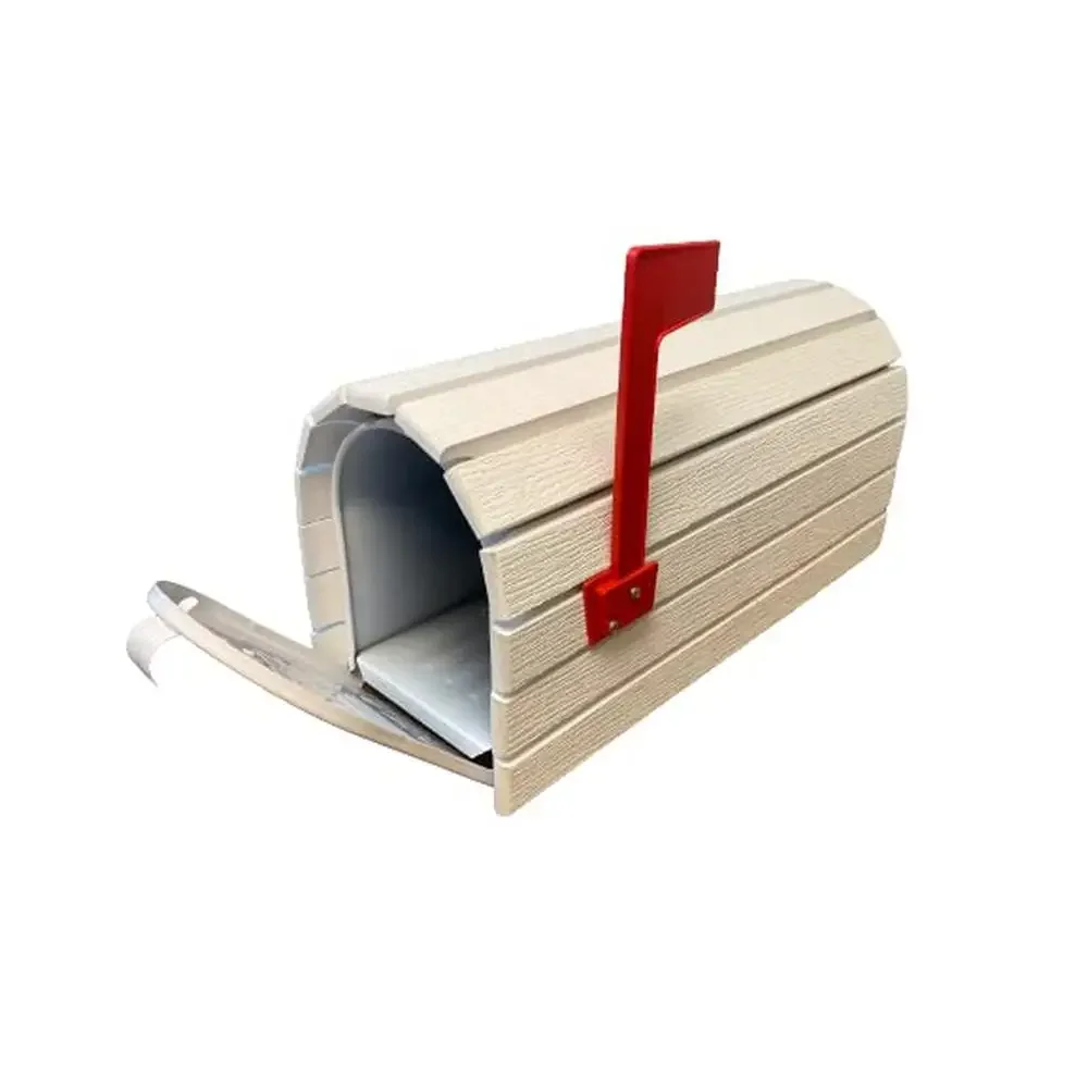 Vinyl Wrapped Galvanized Steel Mailbox with Cedar Pattern Heavy-Duty Hand-Crafted 3/4 Inch Slats Ready Installation Paintable