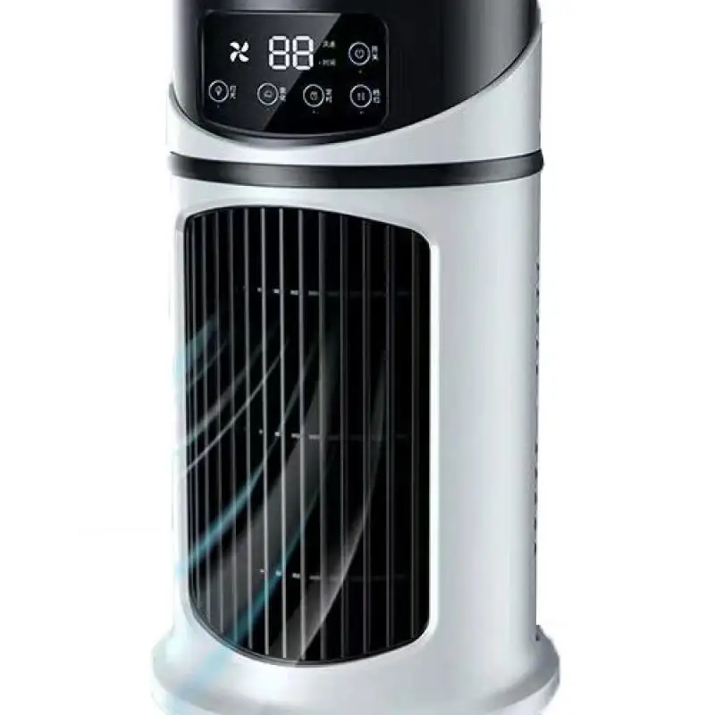 

3-in-1 Portable AC, Humidifier & Fan, USB Cooling, Ice Crystal Tech, Digital Display, Compact & White