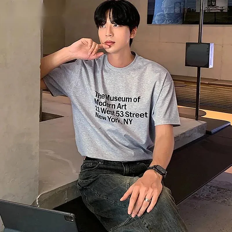 Men's T Streetwear Shirt Letter Print Oversized Fit Short Sleeve Casual Daily Premium Summer Pullover Top 0CWY