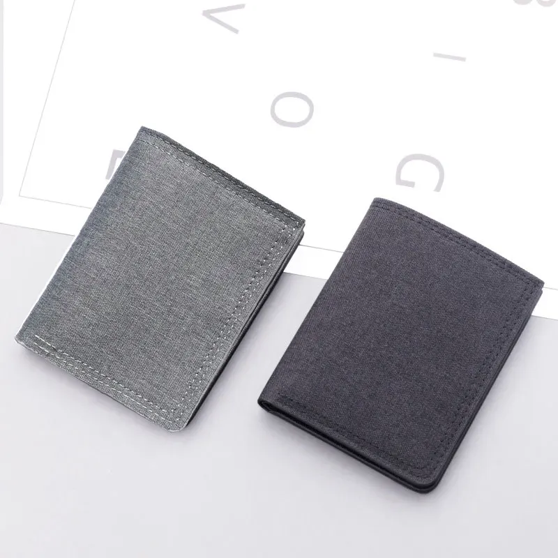 

Vertical Wallets Canvas Short Money Clip Men Short Bifold Casual Men Wallets RFID Card Holder Coin Purses Money Clip Men Wallet