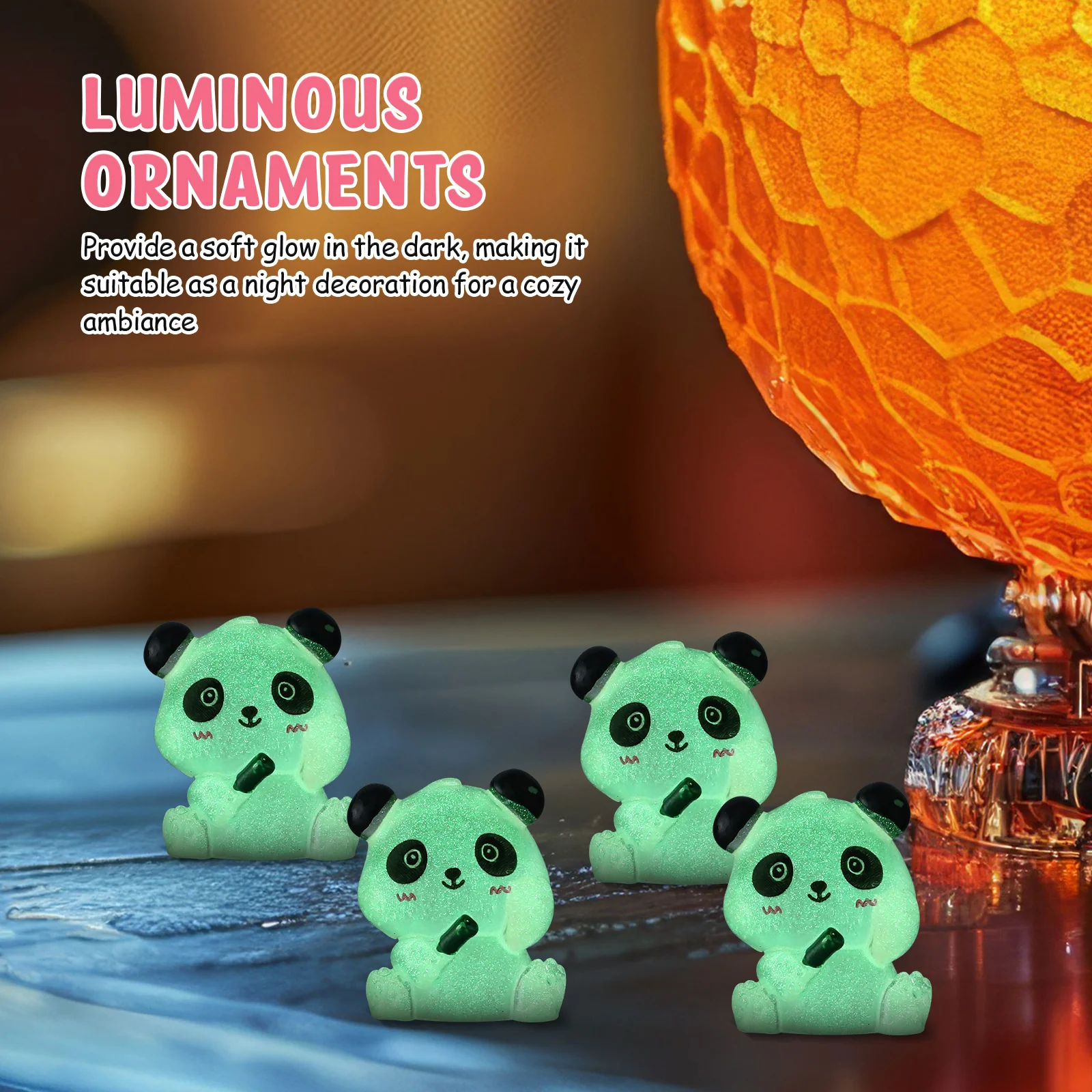 

56pcs Mini Resin Pandas Figurines Glow in The Dark Animals Cute Tiny Crafts for Theme Party Garden Micro Landscape DIY Decor