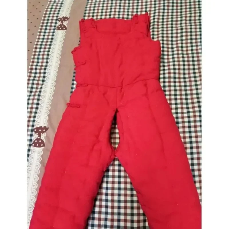 Body dla dorosłych ręcznie robione jednokolorowe chińskie guziki kamizelka z węzłem spodnie kombinezon z otwartym krokiem wypełniona bawełna bufiasta ciepła