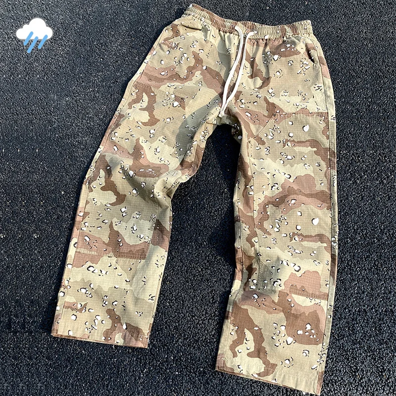 

Streetwear High Quality Multiple Pockets Functional Cargo Pants Men Women Drawstring Oversized Desert Camouflage Overalls