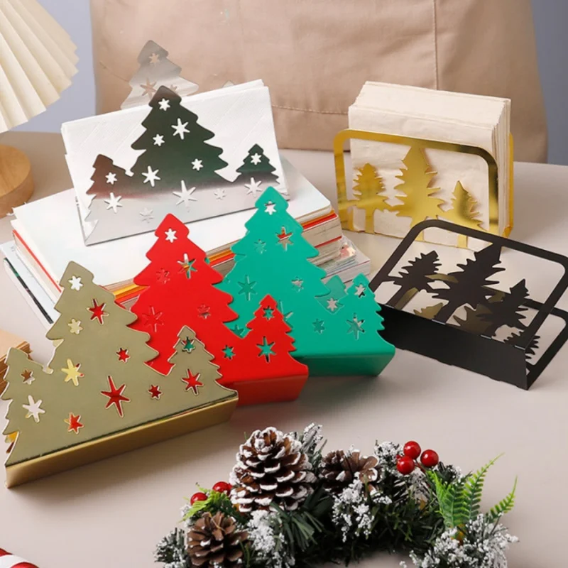 1pcChristmas Serviettenhalter Edelstahl Gold Weihnachtsbaum Form Tissue Halter Serviettenhalter Home Restaurant Tissue Lagerung