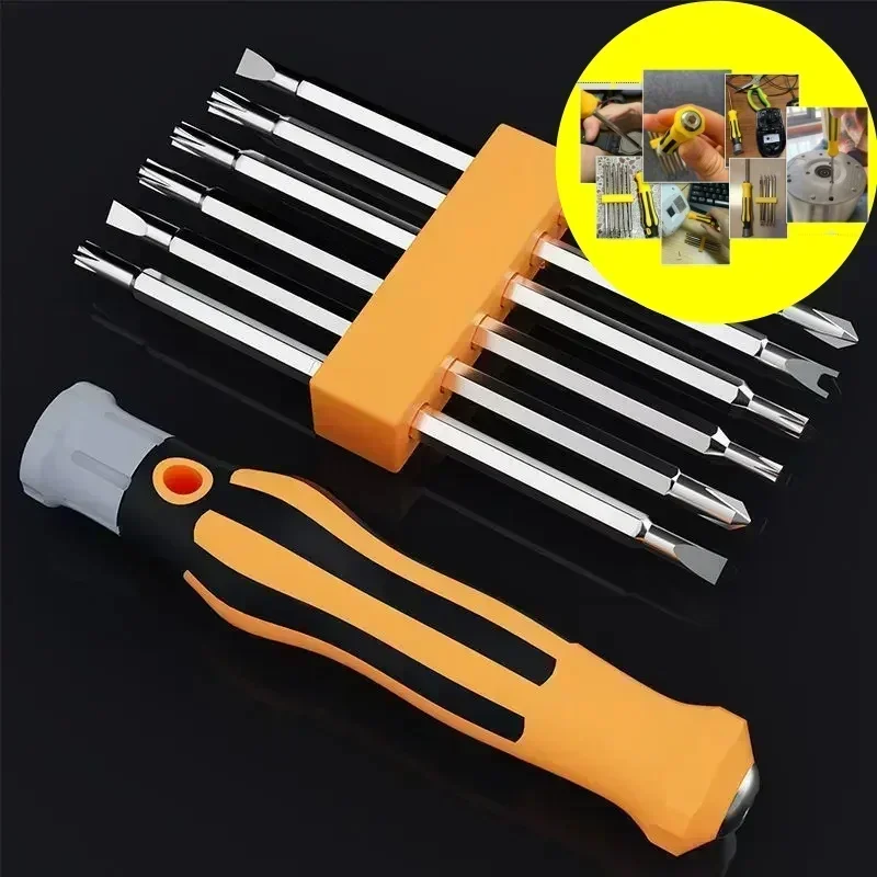 2024 Hot 12 In 1 Magnetic Screwdriver Set Cross Flat Shaped Screwdriver Head Multifunctional Precision Handheld Maintenance Tool