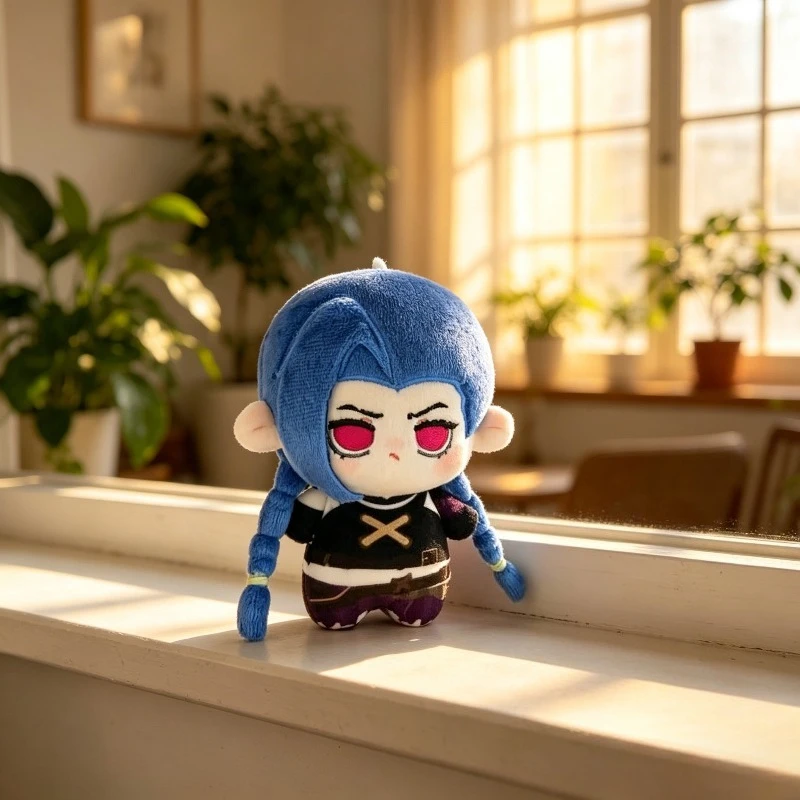League of Legends Jinx Mini Plush Keychain Cute Chibi Blue Braids Doll Soft Stuffed Pendant Backpack Decor Gift for LOL Game Fan view 3