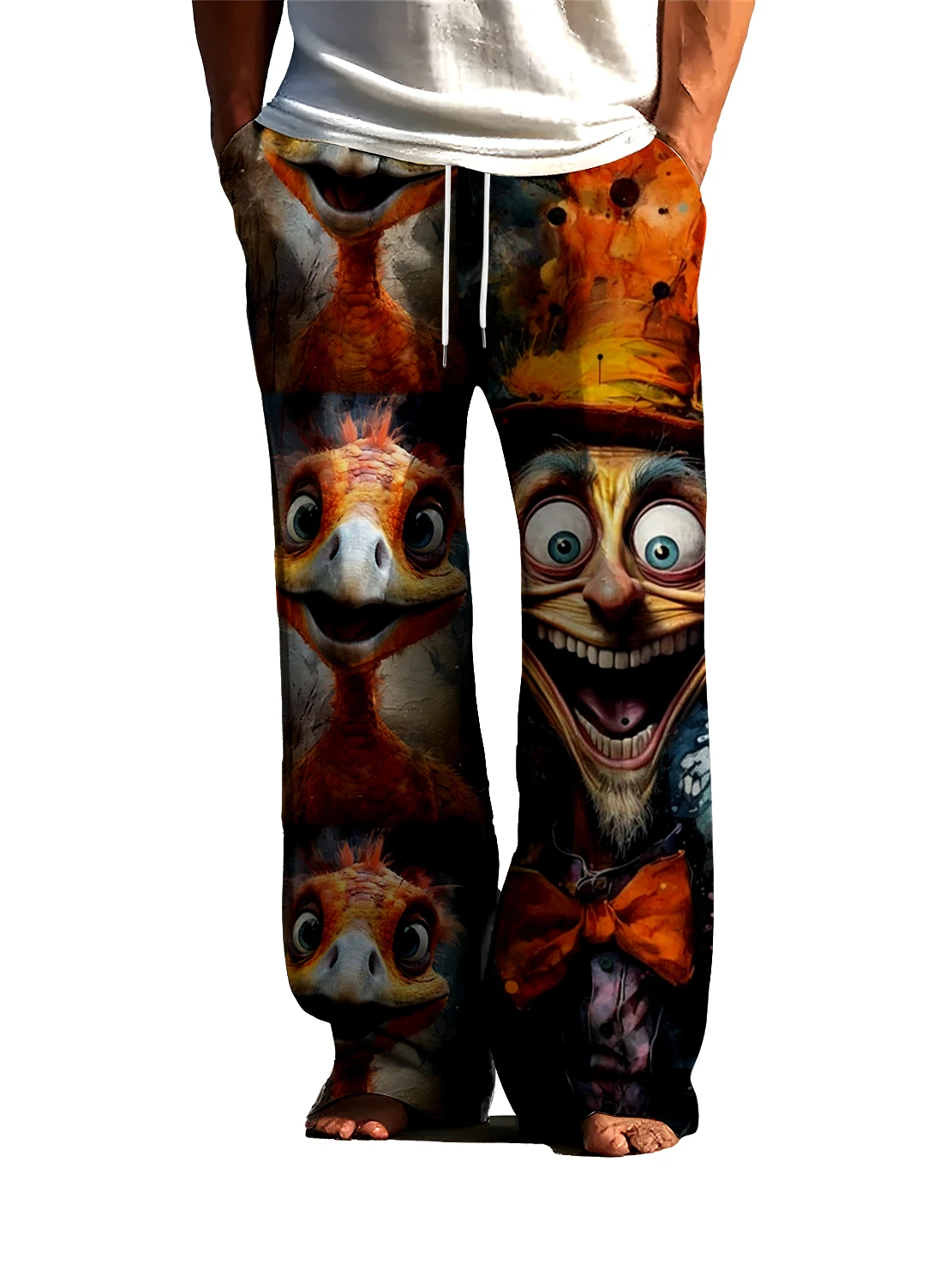 

3D digital printed elderly and chicken pattern men casual pants, loose and comfortable men's pants, fast drying without fading.