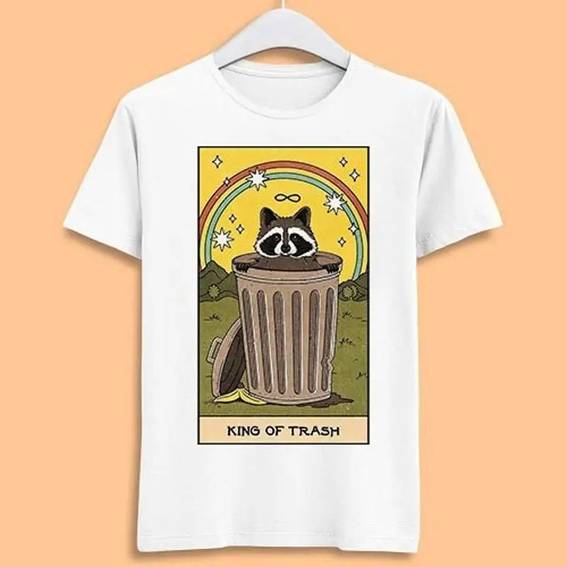 

King Of Trash Raccoon Tarot Card T Shirt Meme Gamer Cool Cult Movie Music 7023