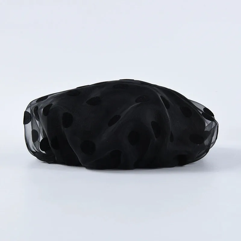 Spring Fascinating Organza Polka Dot Beret Women Luxury Pumpkin Casual All-match Hat Female