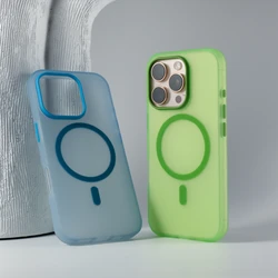 Translucent Frosted for MagSafe Phone Case for iPhone 16 16pro Max 15 13 14 Pro 11 12 Wireless Charge Matte Soft Silicone Cover