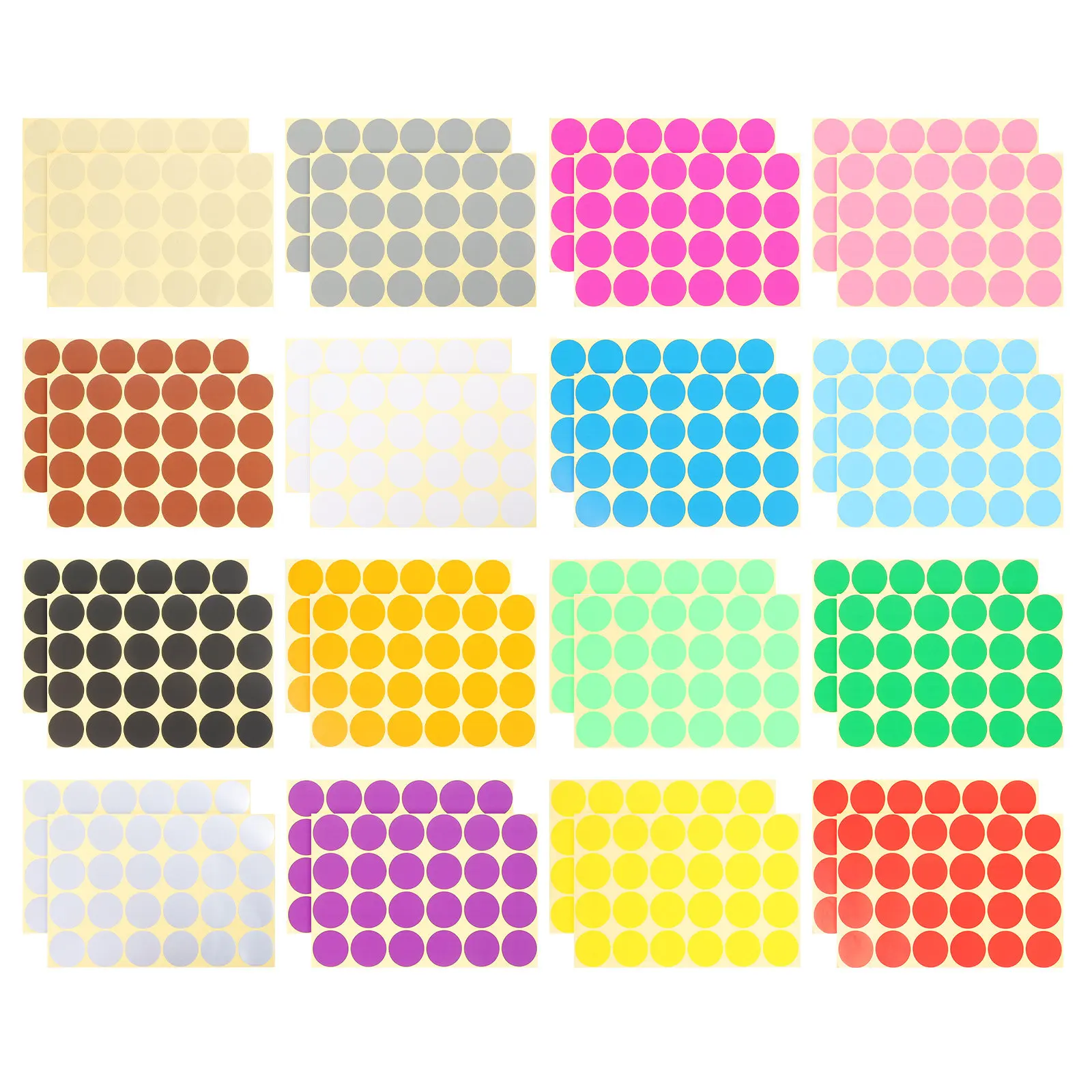

32 Sheets 16 Color Round 32Mm Color Coding Circle Stickers Self Adhesive Removable for Classroom Office Task