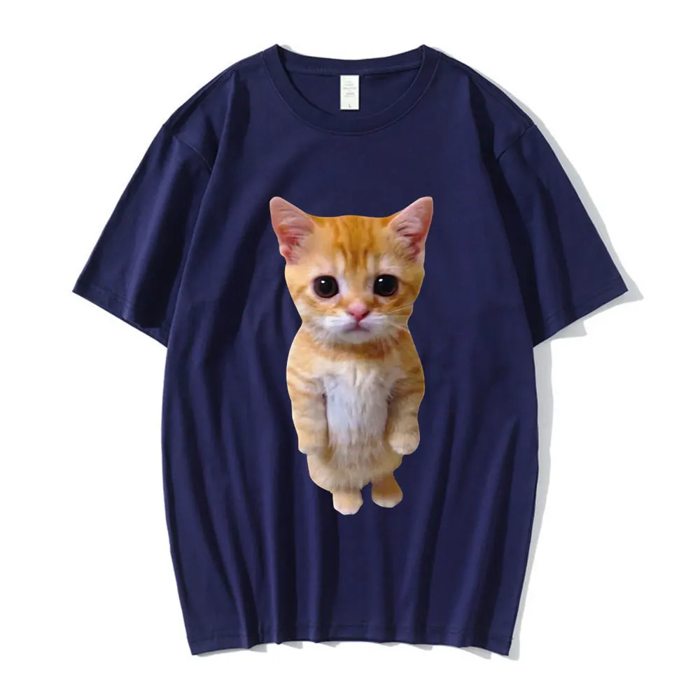 El Gato Meme Sad Crying Cat Munchkin Kitty Meme Trendy Graphic T-shirt Unisex Fashion Short Sleeve T-shirts Oversized Streetwear