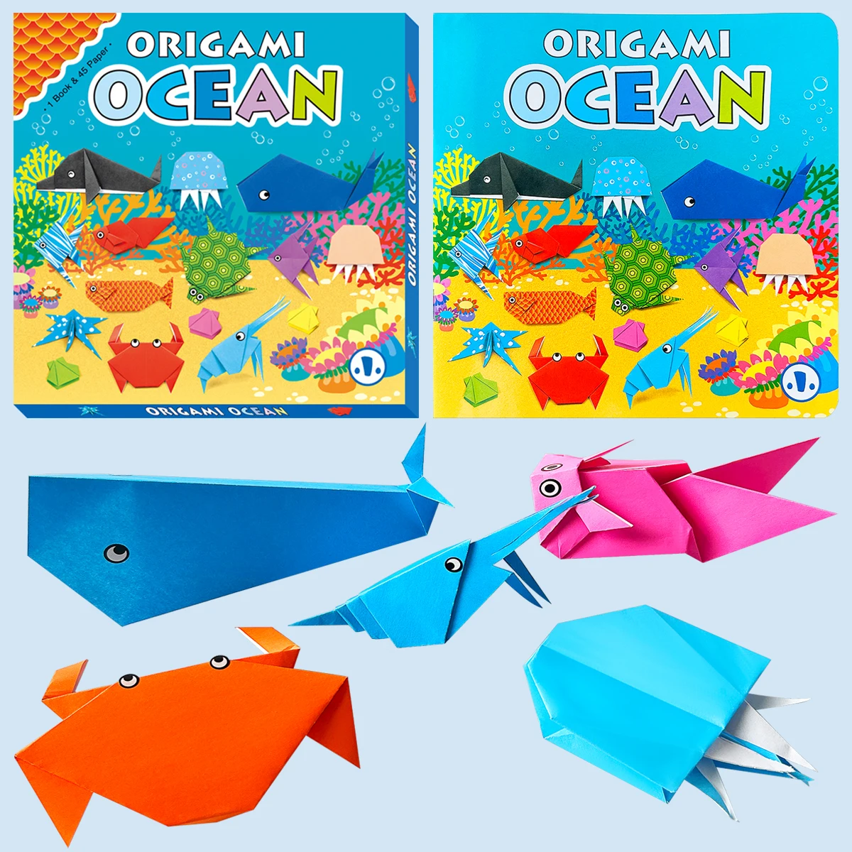 

Origami ocean set, children's DIY origami craft, children's art and craft products, Marine animal origami books