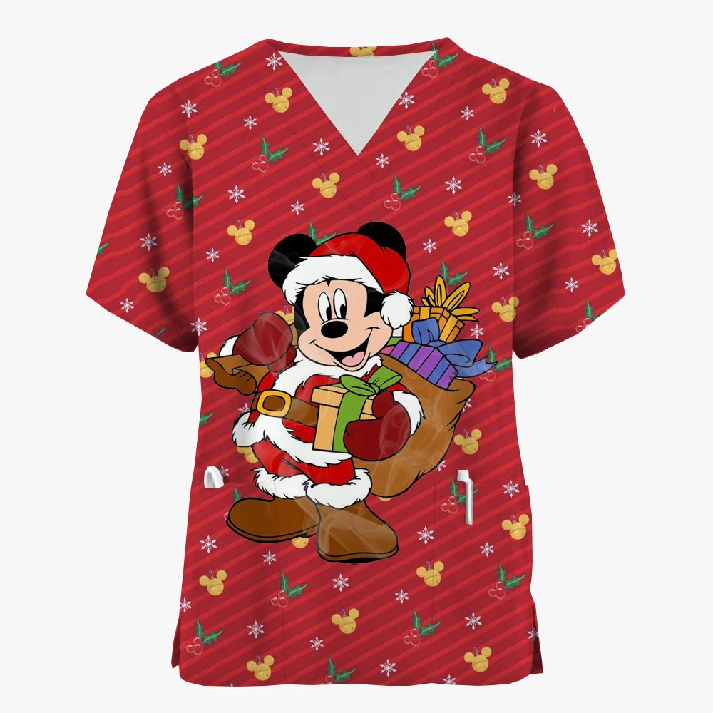 Disney tureMouse-Uniforme médical conviviale ré pour femme, accessoires d'infirmière, vêtements d'hôpital, vêtements de travail clinique dentaire, joyeux Noël