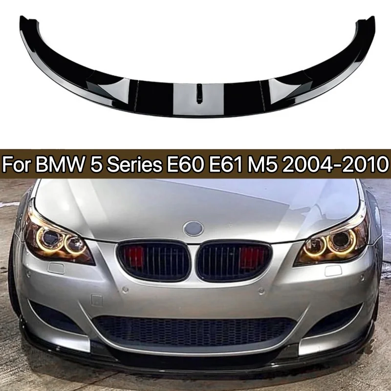 3 Pcs Gloss Black Car Front Bumper Lip For BMW 5 Series E60 E61 M5 2004-2010 Carbon Look Bumper Splitter Diffuser Exterior Parts