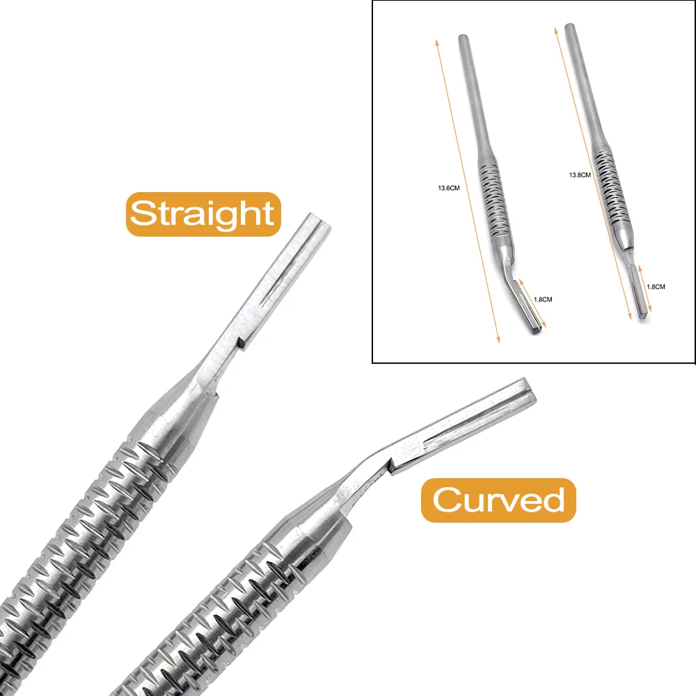 1pcs Dental Stainless steel Scalpel Handle Blade Handle Curved/Straight Applicable Oral Hilt Surgical Tool For No.3 Blade