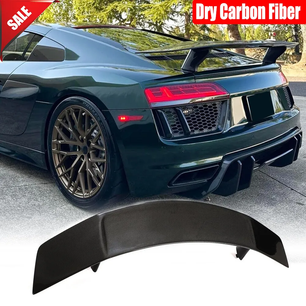 

For Audi R8 Coupe 2016-2018 Dry Carbon Fiber Rear Trunk Spoiler High Kick Wing