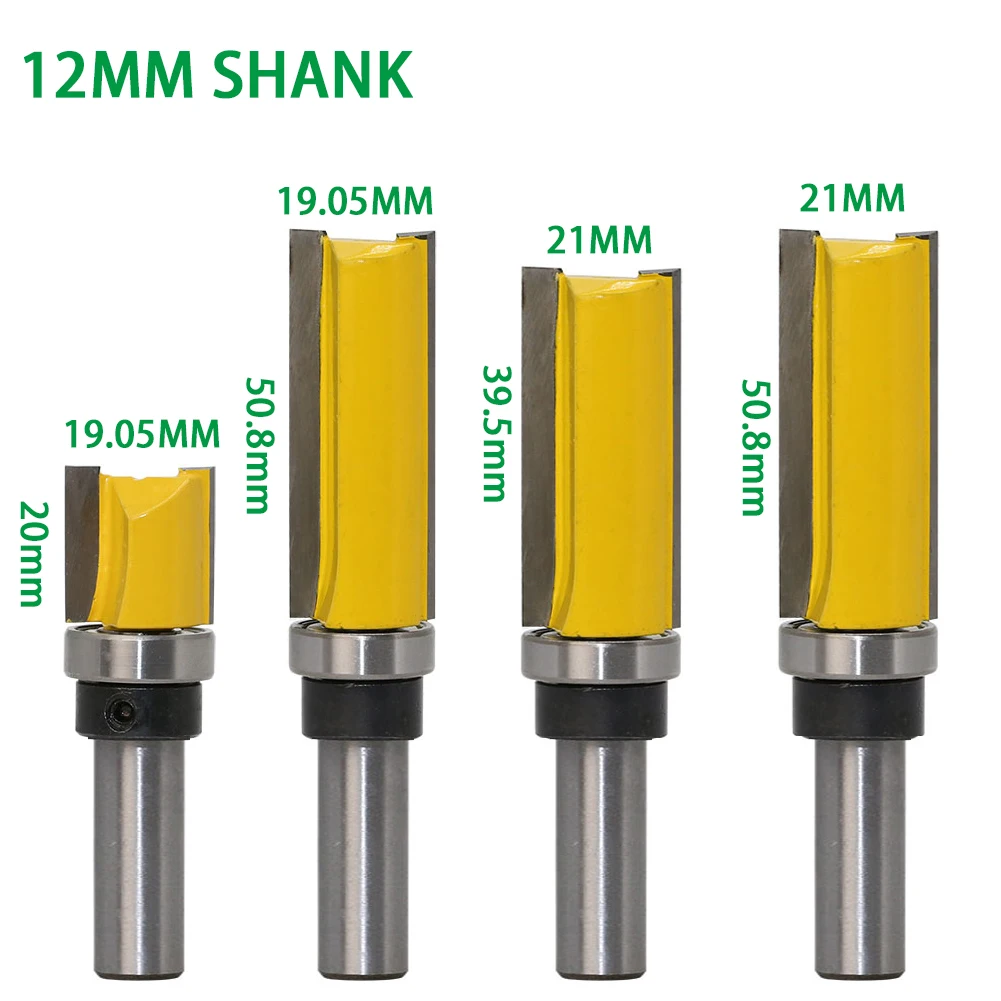 12mm&12.7mm Shank Template Trim Hinge Mortising Router Bit Straight end mill trimmer cleaning flush trim Tenon Woodworking Tools