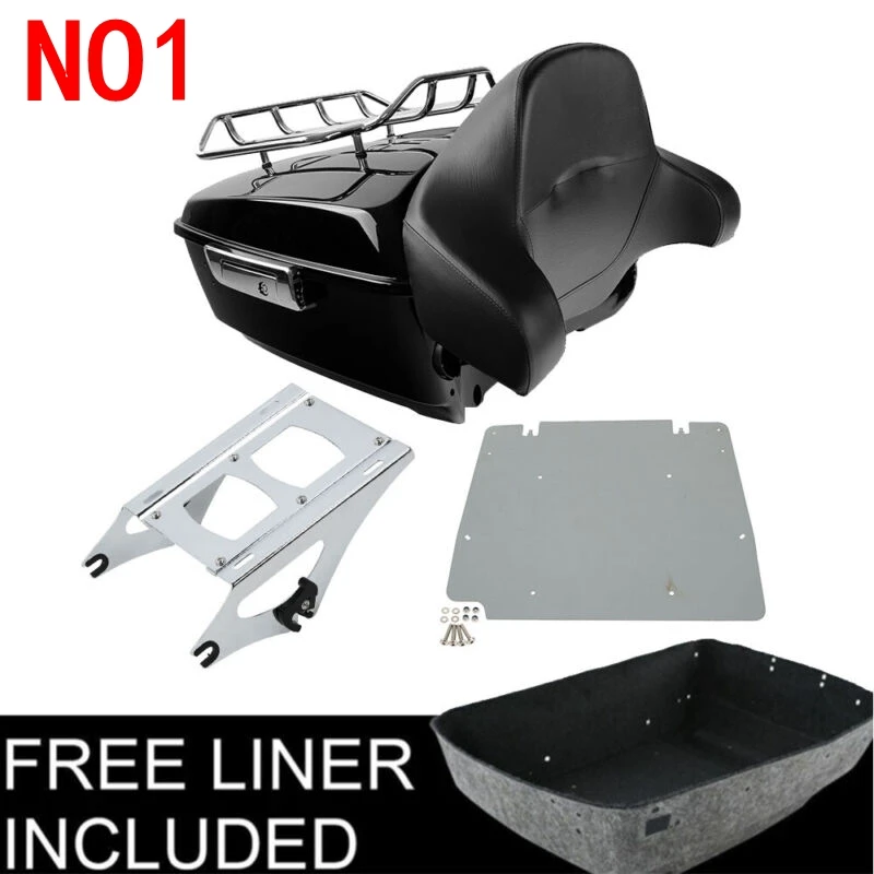 

Motorcycle King Pack Trunk Top Rail Two-up Rack & Plate Fit For Harley Tour Pak Touring 14-UP