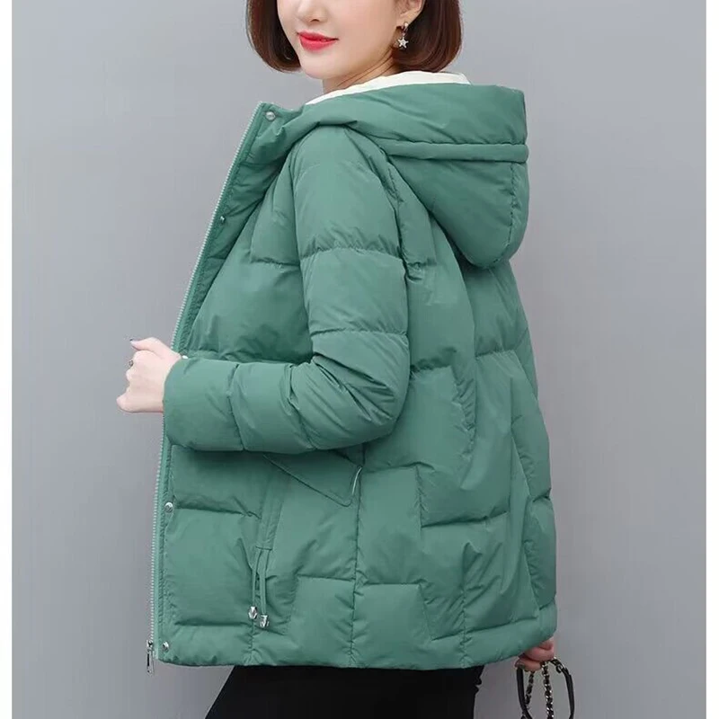 2023 Winter Women Jacket Midi-Long Parkas Loose Female Down Cotton Hooded Coats Thick Warm Jackets Windproof Casual Coat