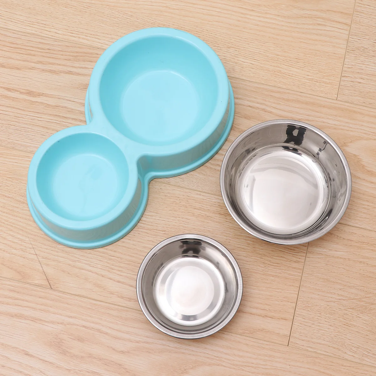 

Stainless Steel Dog Bowl Rust-resistant Pet Dual Feeder Non-skid Scratch-resistant Practical