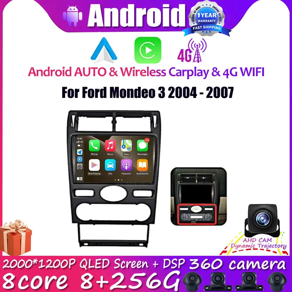 

Android 14 для Ford Mondeo 3 2004-2007 Автомобильный радиоприемник Мультимедийный видеоплеер Навигация GPS Авто Carplay 4G Lte Без 2Din 2 Din DVD