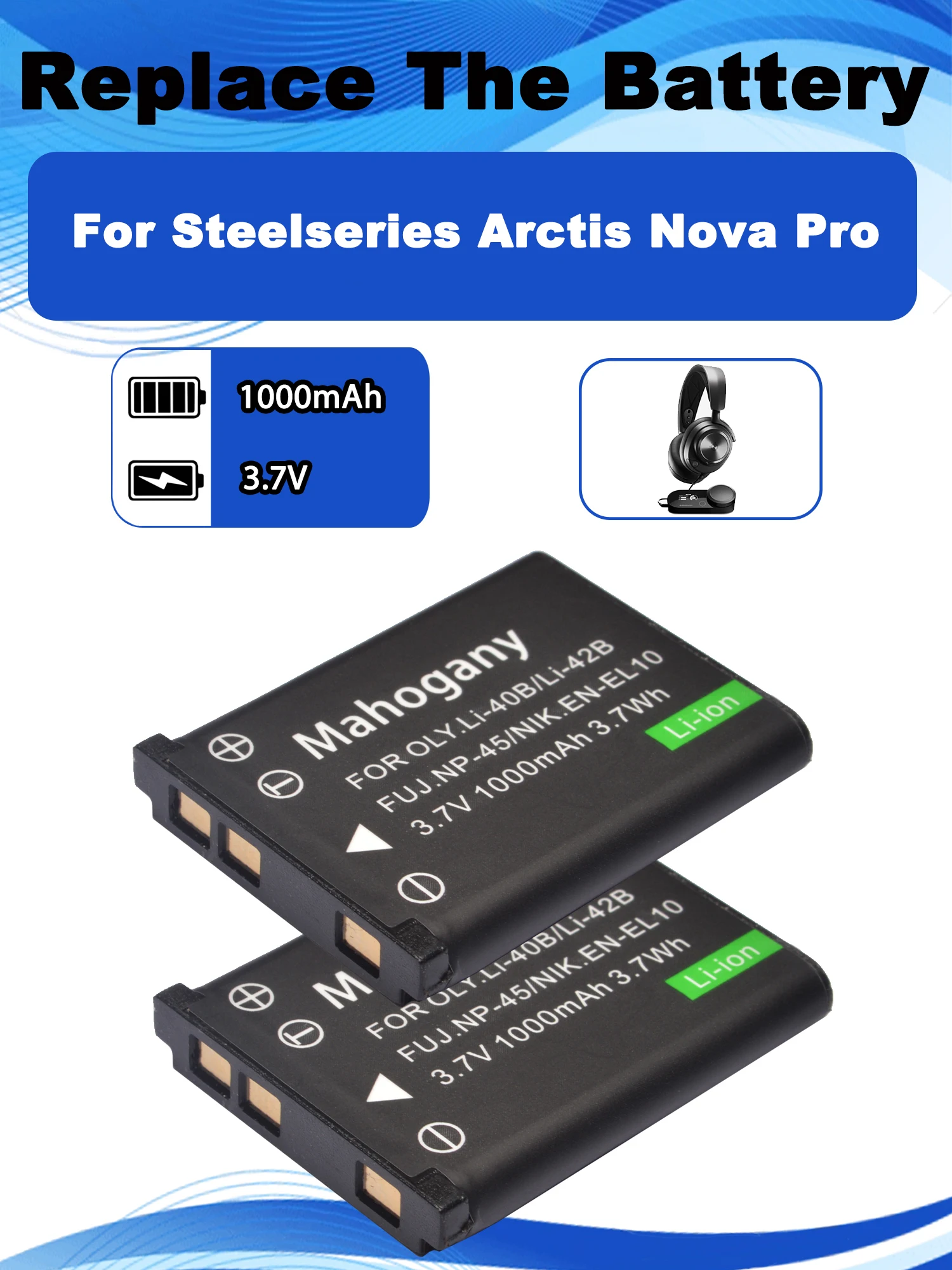 3.7V NP-45 1000mAh Replacement Battery For Steelseries Arctis Nova Pro Wireless Game Headset Bluetooth Headphones Batteries