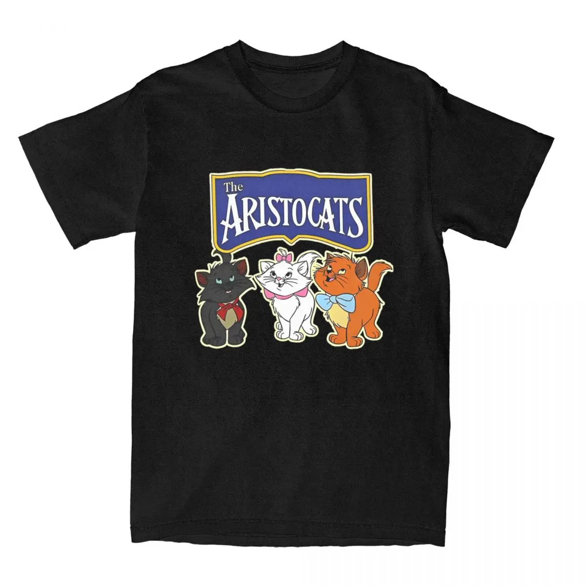 Aristocats Marie Cat T Shirts for Men 100% Cotton Unique T-Shirts Round Neck Cute Kitten Tee Shirt Short Sleeve Clothing 6XL