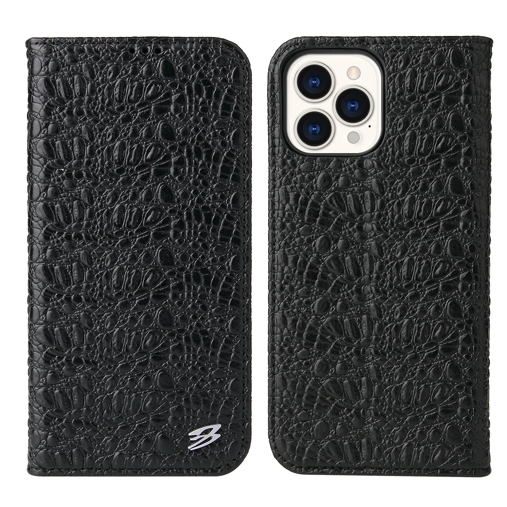 

Fierre Shann Luxury Alligator Pattern Genuine Leather Case for iPhone 15 Pro Max 7G 8G XR XS Max 11 Pro 12 13 Mini 14 Plus Funda