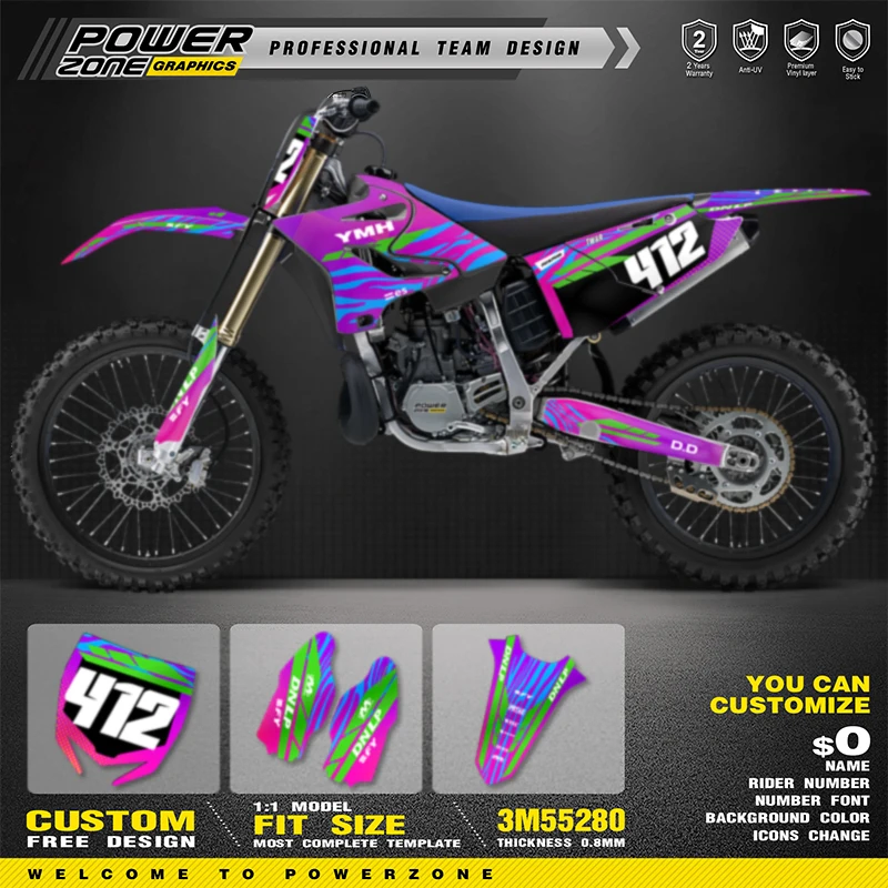 PowerZone Custom Team Graphics Backgrounds Decals For 3M Stickers Kit For YAMAHA 2015-2021 YZ125-250 16-21 YZ250X 025