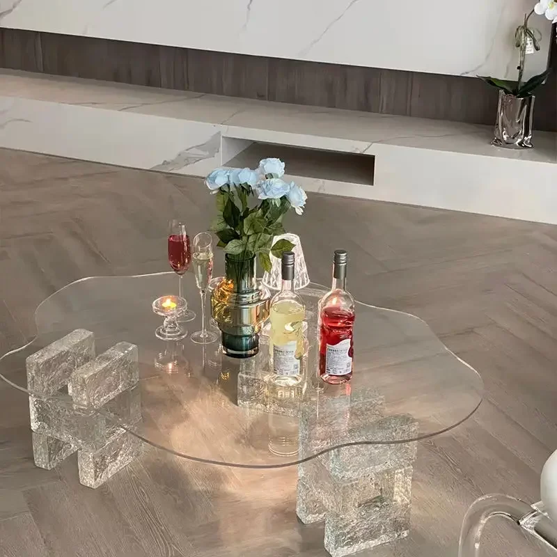 Acrylic cloud coffee table transparent glass brick creative custom DIY living room home side table