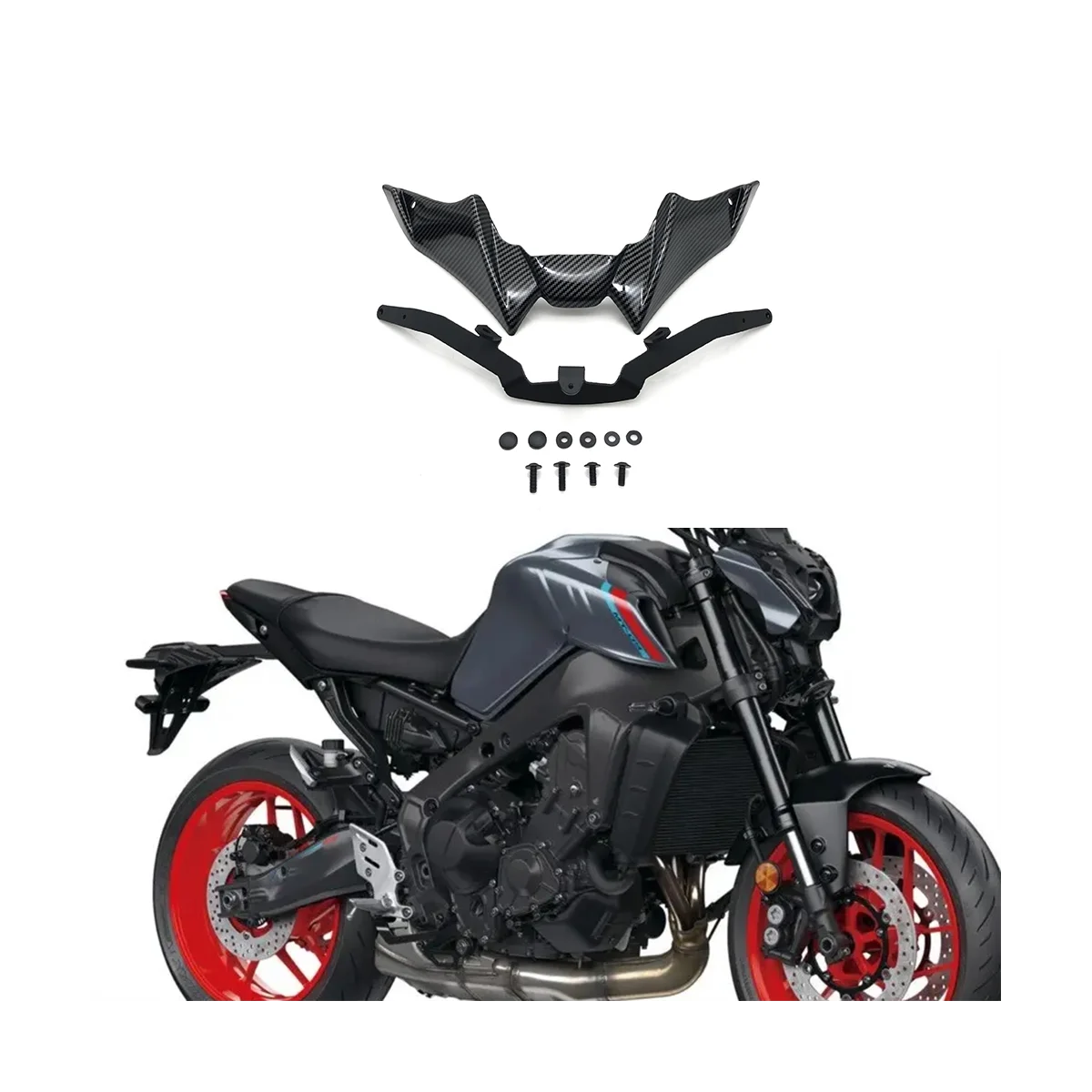 

Motorcycle Front Fairing Aerodynamic Winglet Lower Cover Black Fixed Wind Wing for Yamaha Mt-09 V3 2021 2022+