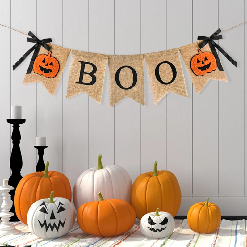 1Pc Halloween Pumpkin Banner Hanging Flag Halloween Festival Decorations Home Haunted House Decor Favors Funny Accessories