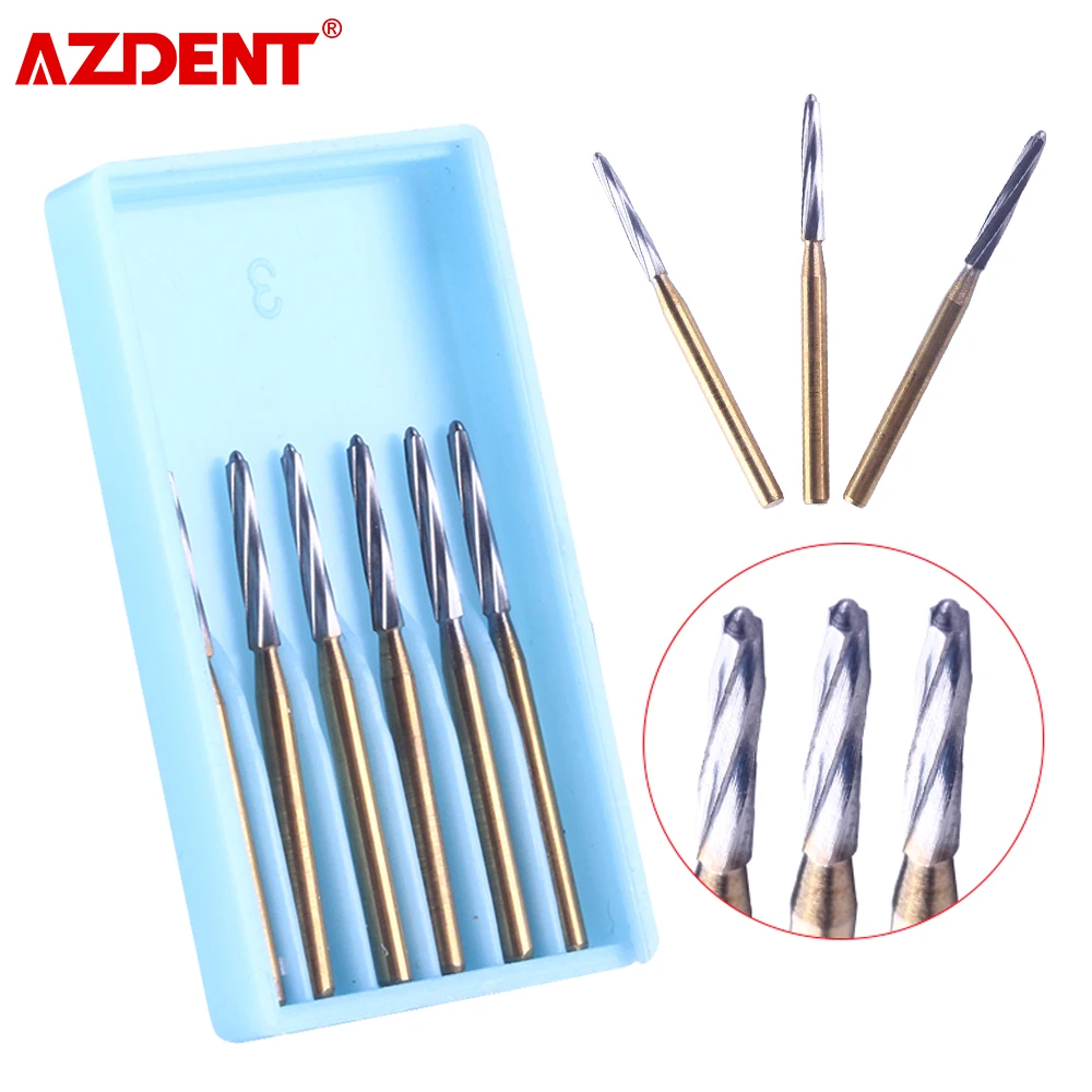 AZDENT 25mm 6pcs/Box Dental Endodontic Polishing Bur Drills Tungsten Carbide FG 1.6mm for High Speed Handpiece