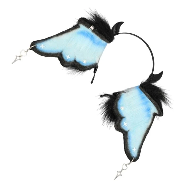 

5asd Anime Headband Bendable Devil Bat Ear Hairhoop Girl Halloween Dress Up Hairband Costume Masquerades Headwear