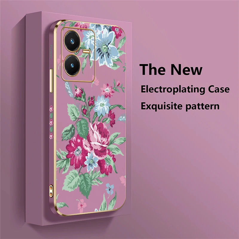 زهرة لينة سيليكون جراب هاتف ل Vivo Y21 Y21E Y21S Y21A Y20i Y20A Y20G Y20 2021 Y18 Y17S Y16 الفاخرة تصفيح غطاء من البولي يوريثان #3