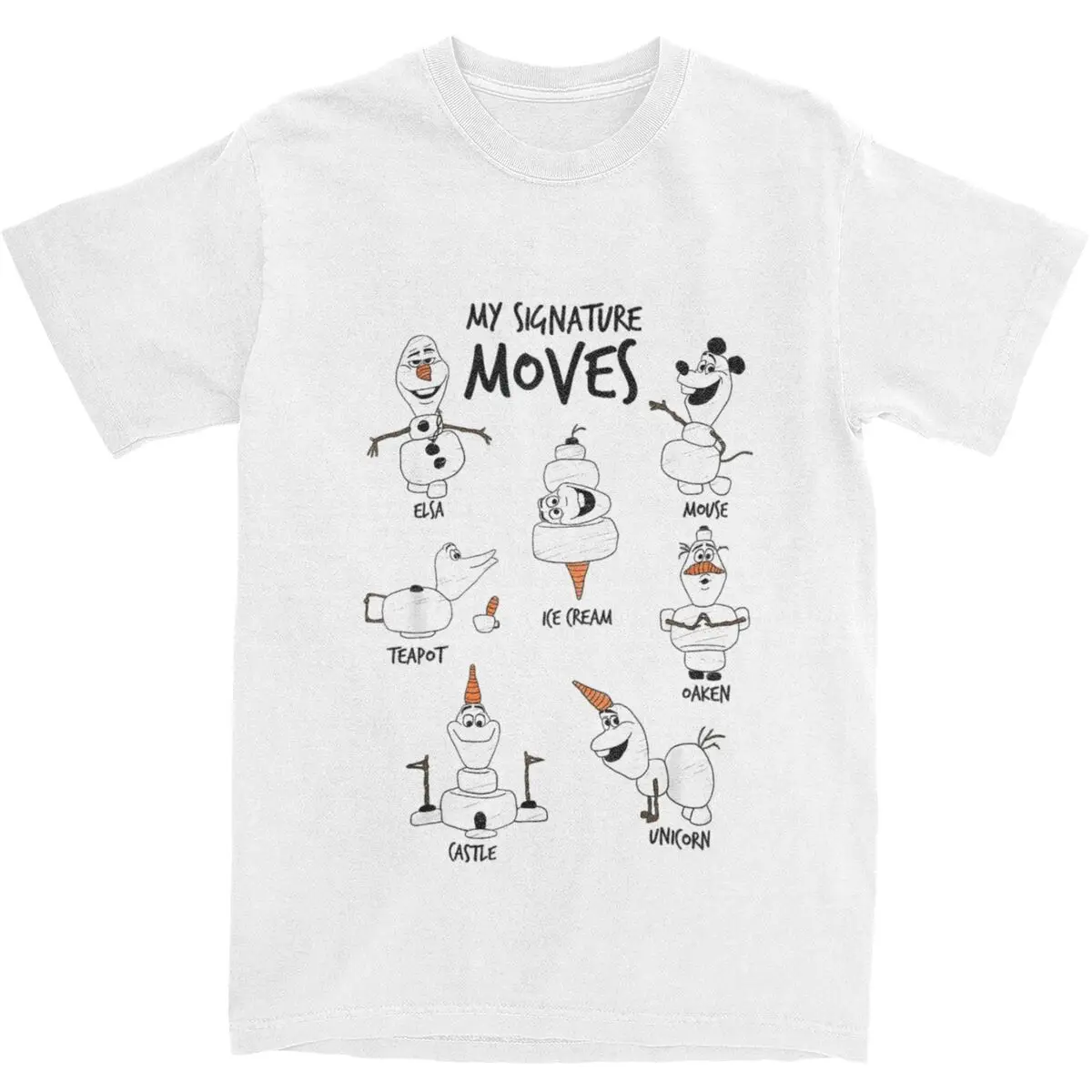 Mens T-Shirt Frozen 2 Olaf My Signature Character Textbook T Shirts Hippie Summer Tees Retro 100% Cotton Clothes Plus Size 5XL