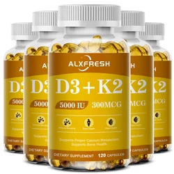 Alxfresh Vitamin D3K2 Capsule, Calcium Absorption, Bone &Joint  Immune System Support, Collagen Boosting, Skin Health Supplement