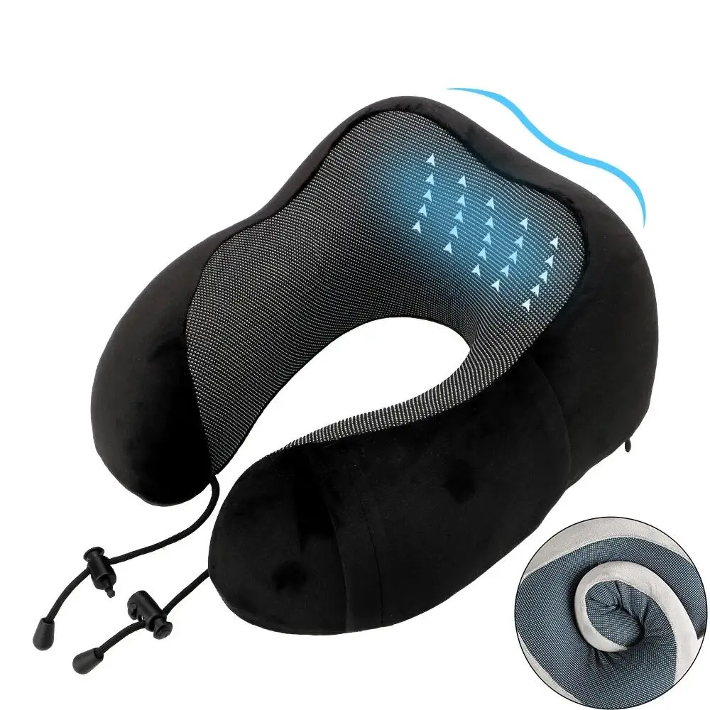 Travesseiro de viagem macio em forma de U para viagem, cuidados de saúde, espuma de memória, pescoço, avião cervical, almofada de pescoço