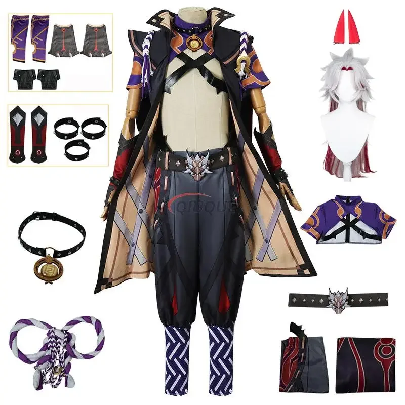 Disfraz de Cosplay de Arataki Itto, conjunto completo de peluca, ropa de juego de rol, trajes Unisex