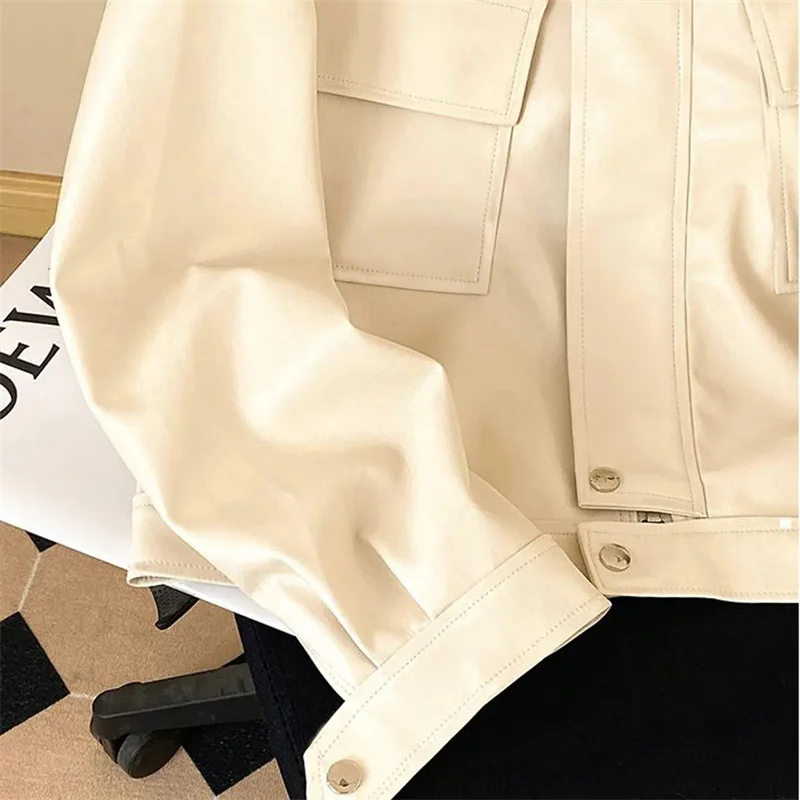Fashion Leather Jacket Women\'s Spring and Autumn new Loose Joker Leisure Short PU Leather Jacket Tide Women\'s Leather Jacket