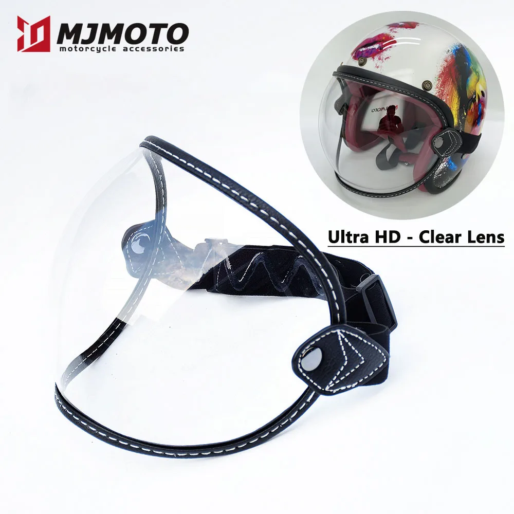 

Universal Motorcycle Helmet Bubble Shield Visor Lens Vintage Motorbike Goggles Half Face Helmets Anti-UV Windshield Colorful Len