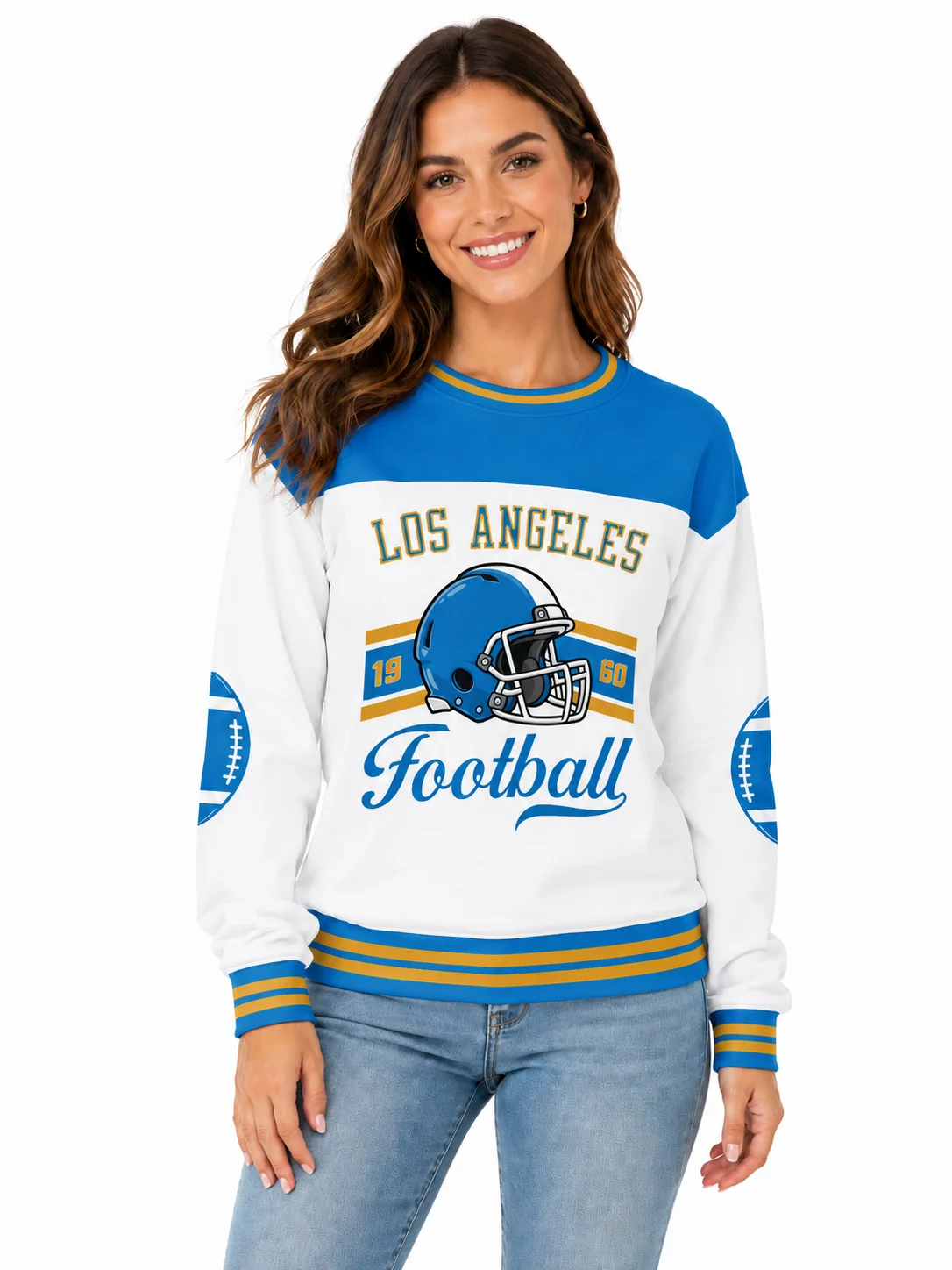 Custom Los Angeles City Sweatshirt for Women, Personalized Name Number Logo Crewneck Sweatshirt, Game Day Football Sweatshirt