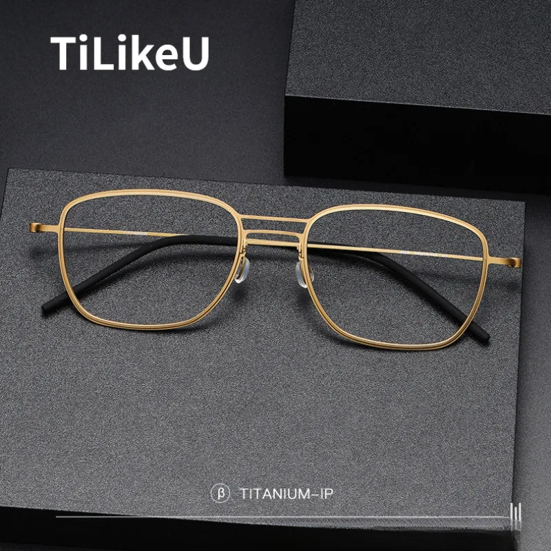 Denmark Titanium Eyeglasses Frame Hollow Out Retro Square Ultra-light Screwless Eyewear Designer Men Women Optical Glasses Frame