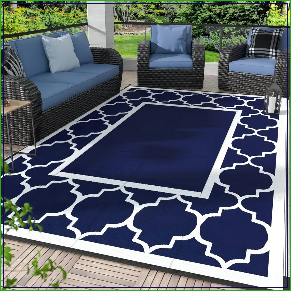 

8x10 FT Waterproof Outdoor Rug, Foldable Reversible Plastic Straw Mat for Patio, Deck, Picnic, Beach, RV, Balcony